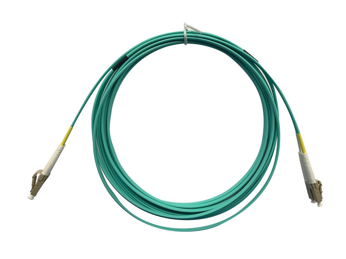 Monoprice OM4 Fiber Optic Cable - LC/LC, UL, 50/125 Type, Multi-Mode, 10GB, OFNR, Aqua, 7m, Corning - main image