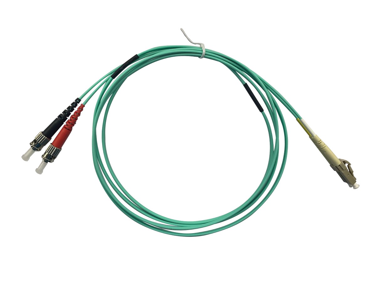 Monoprice OM4 Fiber Optic Cable - LC/ST, UL, 50/125 Type, Multi-Mode, 10GB, OFNR, Aqua, 1m, Corning - main image