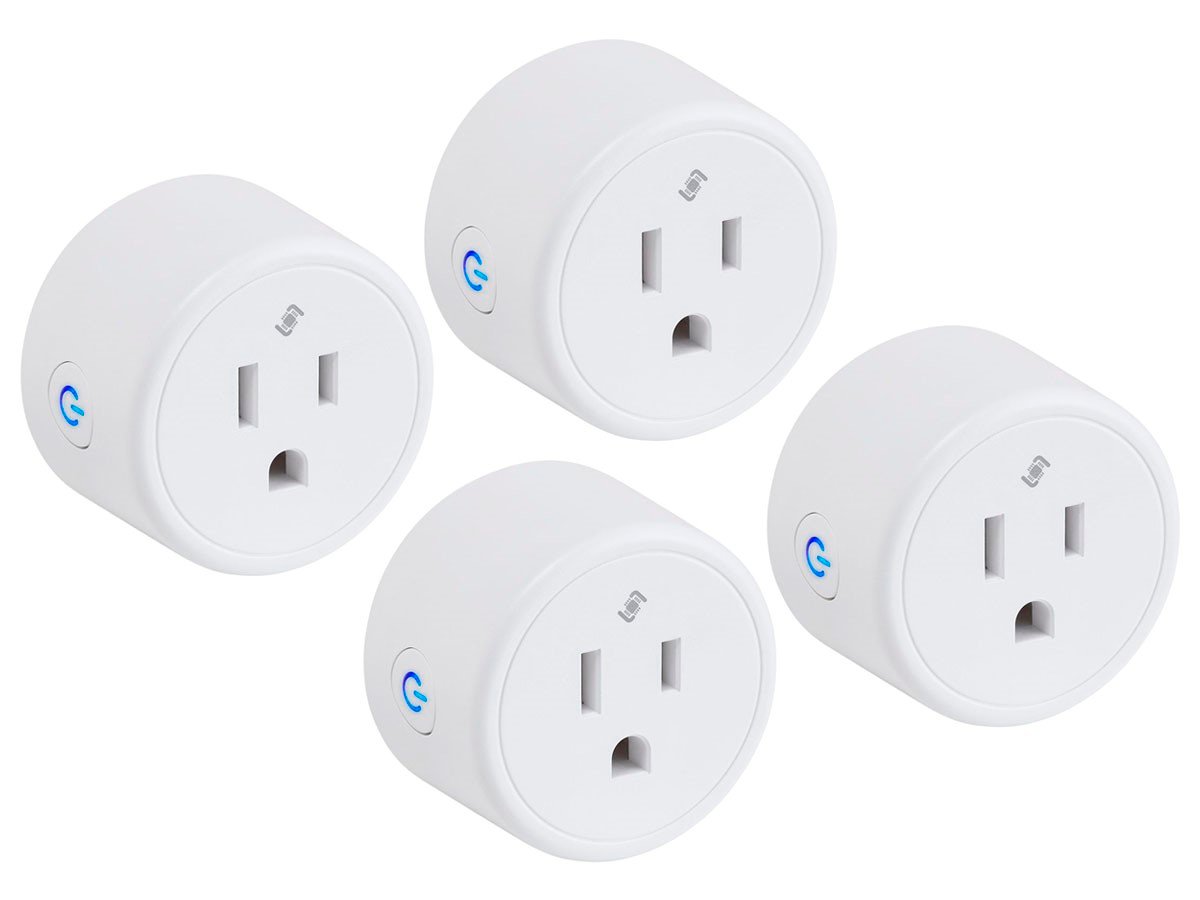 STITCH by Monoprice Mini Wi-Fi 10A Outlet, Works with Alexa and Google Home for Touchless Voice Control, No Hub Required, ETL Certified (4-Pack) - main image