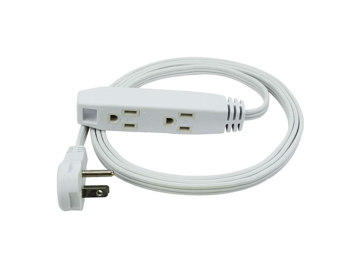 3-Outlet SnugPlug Household Extension Cord, 16AWG, 13A/1625W, SPT-2, White, 6ft - main image