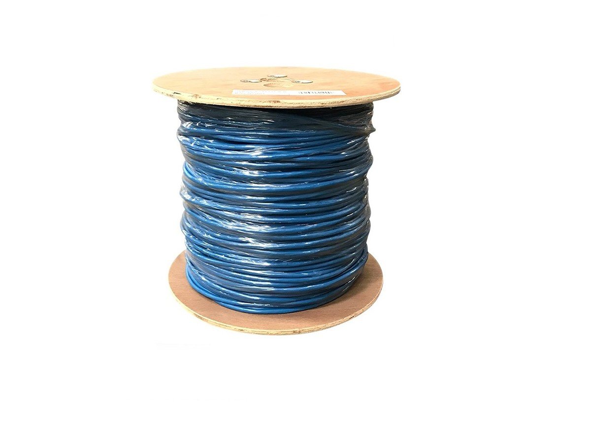Monoprice Cat6A Ethernet Bulk Cable - Solid, 500MHz, UTP, CMR, Riser Rated, Pure Bare Copper Wire, 23AWG, No Logo, 1000ft, Blue - main image