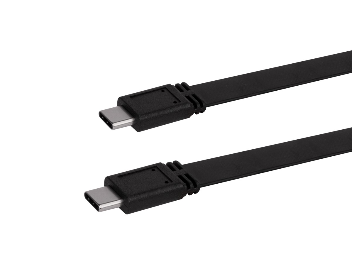 Monoprice Flat USB Type-C to Type-C 3.2 Gen1 Charge and Sync Cable, 5Gbps, 3A, Black, 3ft - main image
