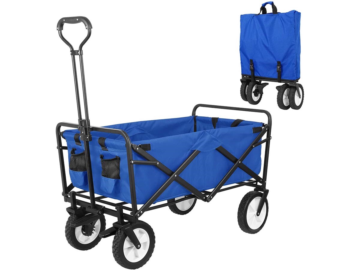 Collapsible Folding Outdoor Utility Wagon pull cart - blue - Monoprice.com