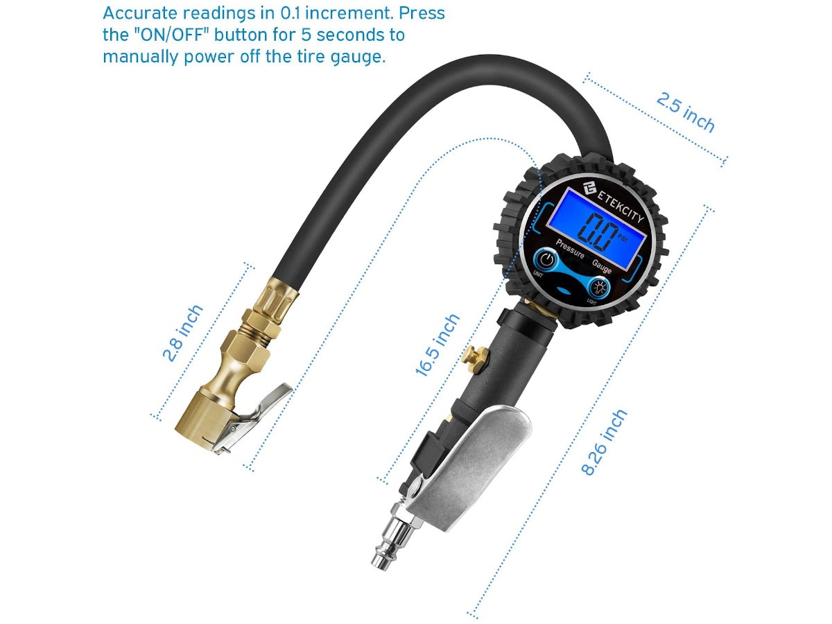 Tire Pressure Meter NKLC Digital Tire Inflator with Pressure Gauge Quick Connect Coupler Rubber Hose 250 PSI Air Chuck and Compressor Accessories 