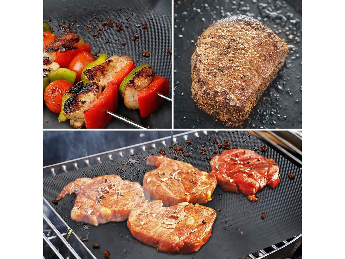 Grill Mat Set of 2/4/6 BBQ Non Stick Reusable Easy to Clean Barbecue Grilling 