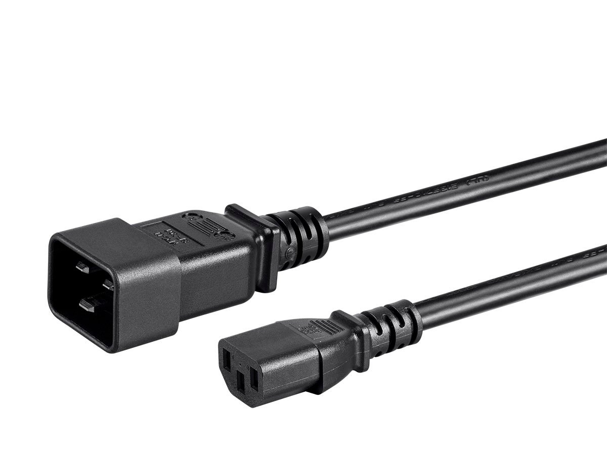 Monoprice Power Cord - IEC 60320 C20 to IEC 60320 C13, 14AWG, 15A, 3-Prong, Black, 1ft - main image