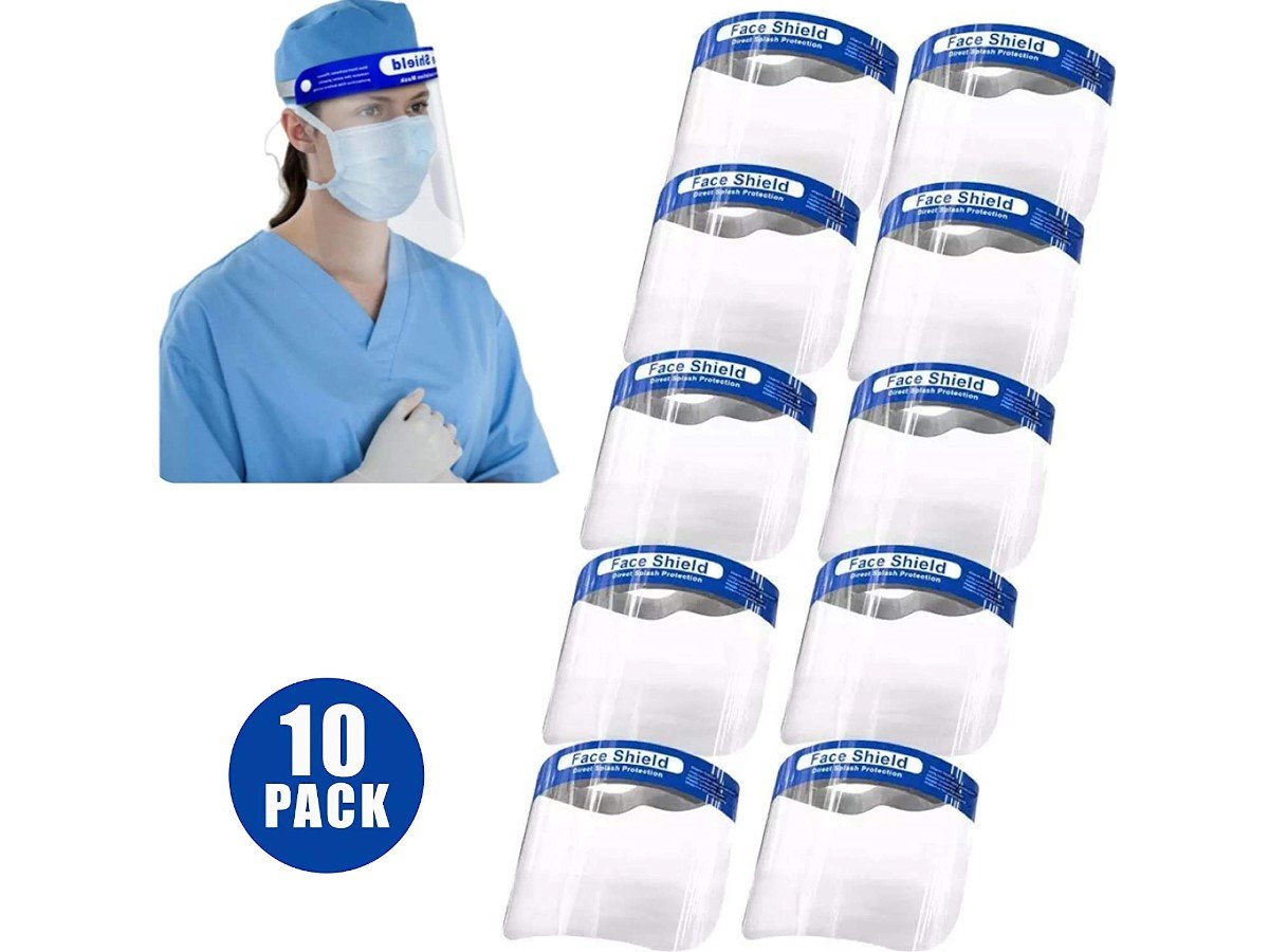 Reu Face Shield 10 PCS Coolous Clear Safety Adjustable Adult-10 pack 