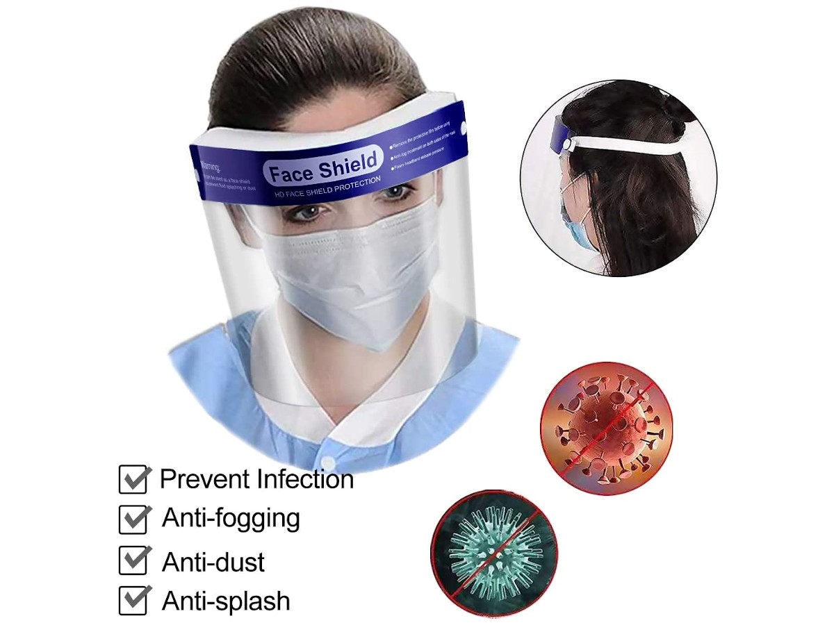 Safety Full Face Shield Clear Protector Work Industry Dental Anti-Fog 2pc+4 musk 
