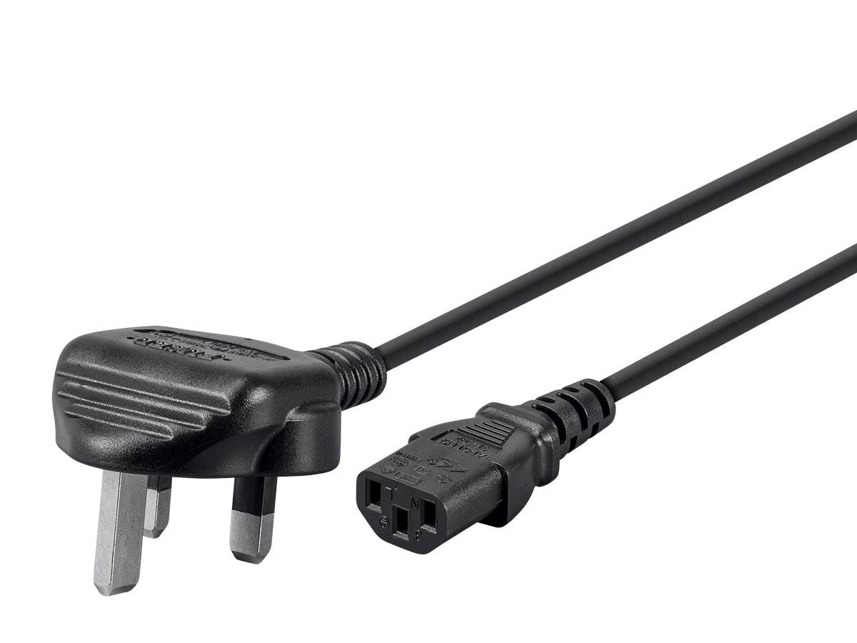 Monoprice Power Cord - BS 1363 (UK) To IEC 60320 C13, 18AWG, 10A, 250V, With 13A Fuse, 3-Prong, Black, 3ft