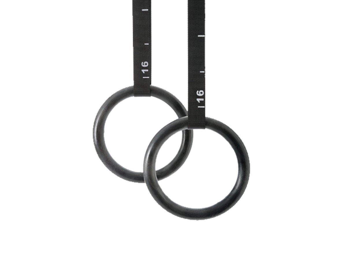 Gymnastic Rings - Black- Solid ABS With Storage Bag, Nonslip Stability Strap