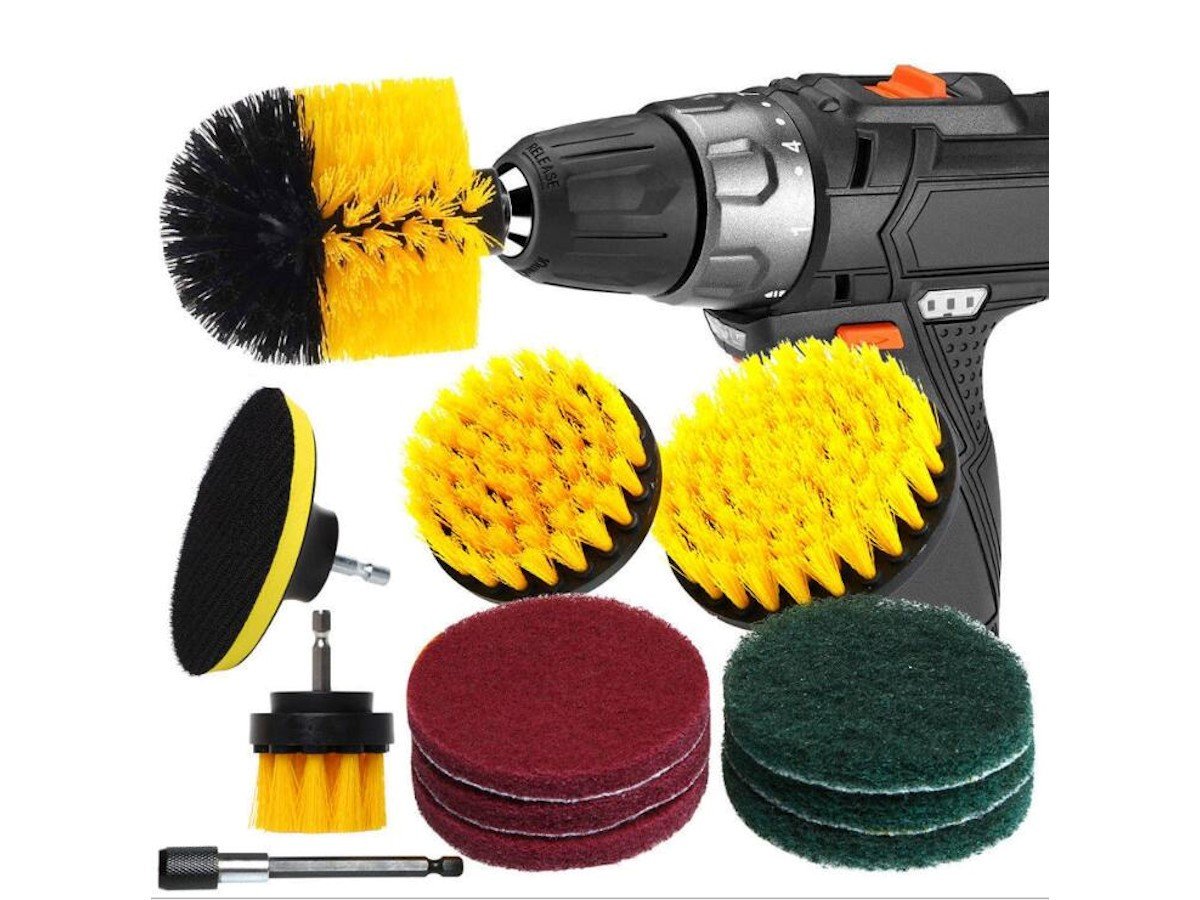 12 Pcs Drill Brush Attachment Set for Cleaning - Power Scrubber Drill Brush Pad Sponge Kit with Extend Attachment  - main image