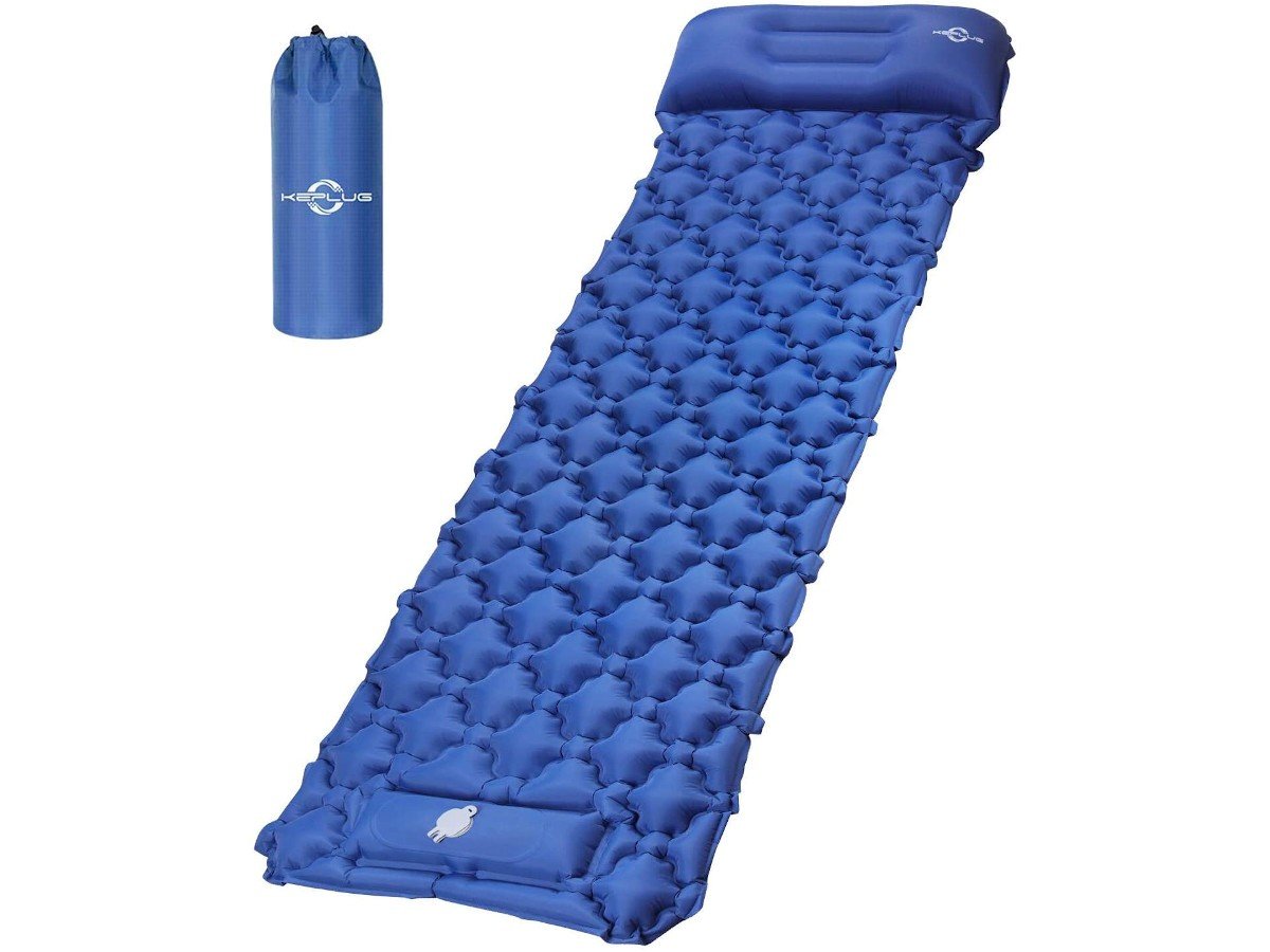 Inflatable Sleeping Pad For Camping Ultralight Waterproof Sleeping Mat W Pillow And Carrying Bag Blue Accuweather Shop