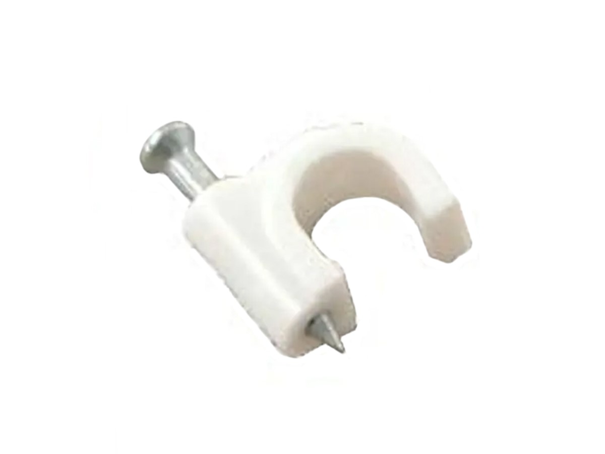 round cable clip cable clip 8mm Nail-in Clip for RG6 White 100pack - main image