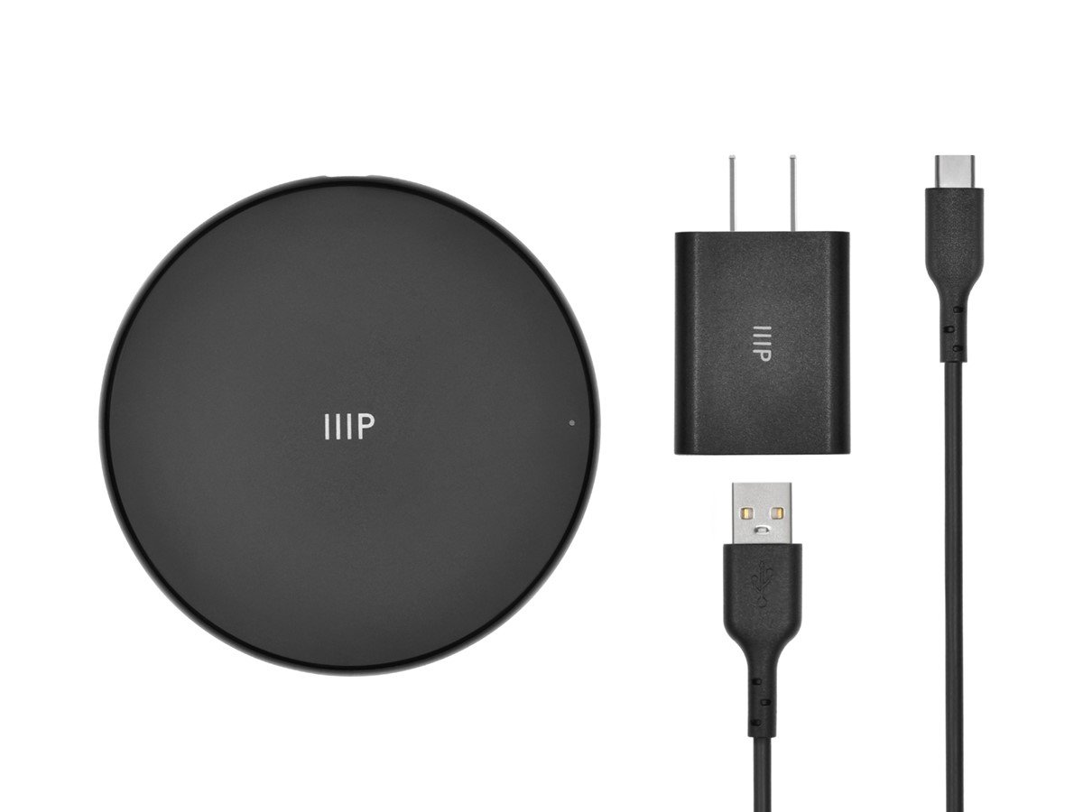 Monoprice Charger, Qi-Certified 15W Charging Pad with QC3.0 AC Adapter for iPhone 12/12 Pro/11/11 Pro/XR/XS/X/8/8+/Airpods, Galaxy S21/S20/Note 10/Note 10+/S10/S10+/S9/S8 Monoprice.com
