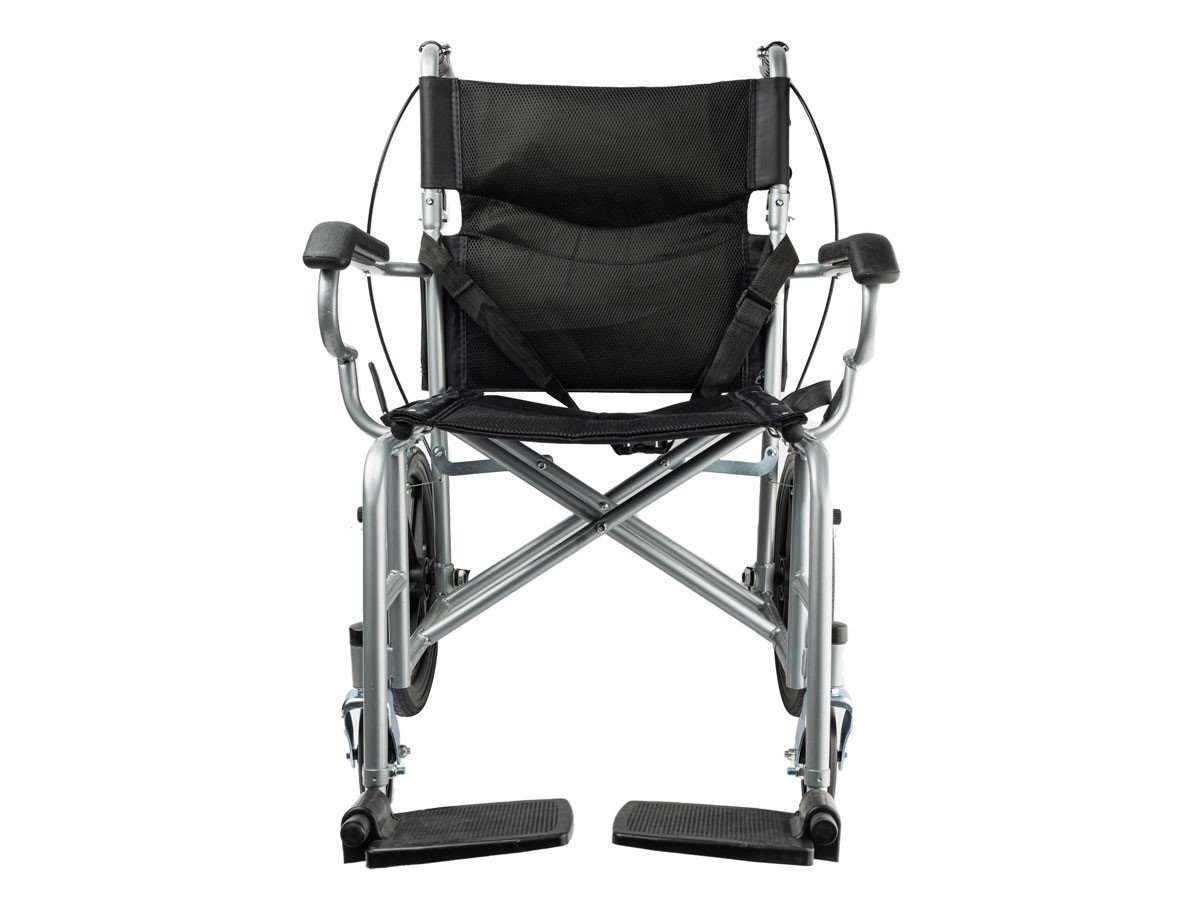Wheelchair Lightweight Folding Portable Transport Chair with Bags Solid Tires Seatbelt Hand Brakes - main image