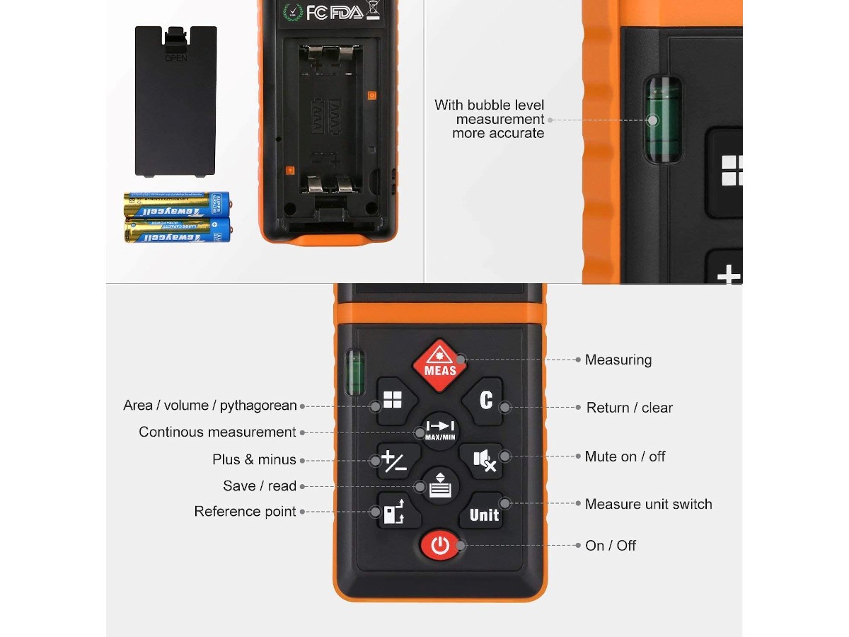 Tacklife Advanced Laser Measure 196 Ft Digital Laser Tape Measure with