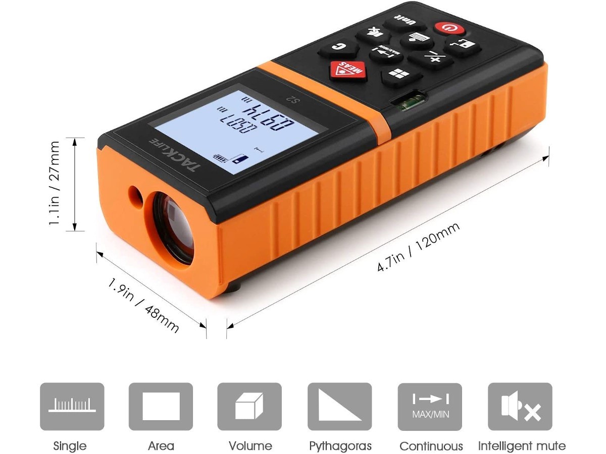 Tacklife Advanced Laser Measure 196 Ft Digital Laser Tape Measure with