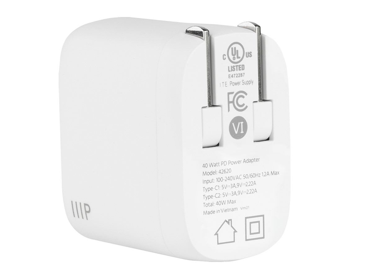 meditatie Sympton Narabar Monoprice USB-C Charger, 40W 2-port PD GaN Technology Foldable Wall Charger  White, Power Delivery for iPad Pro, iPhone 12/11 / Pro/Max/XR/XS/X, Pixel,  Galaxy, and More - Monoprice.com