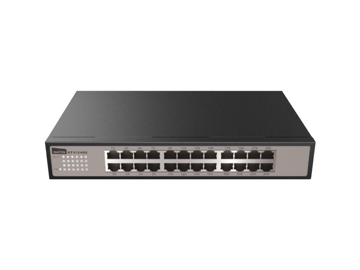Netis 24-Port Unmanaged 10/100/1000 Mbps Gigabit Ethernet Switch, Rack Mountable, Fanless, Commercial Grade Steel Enclosure (open box) - main image