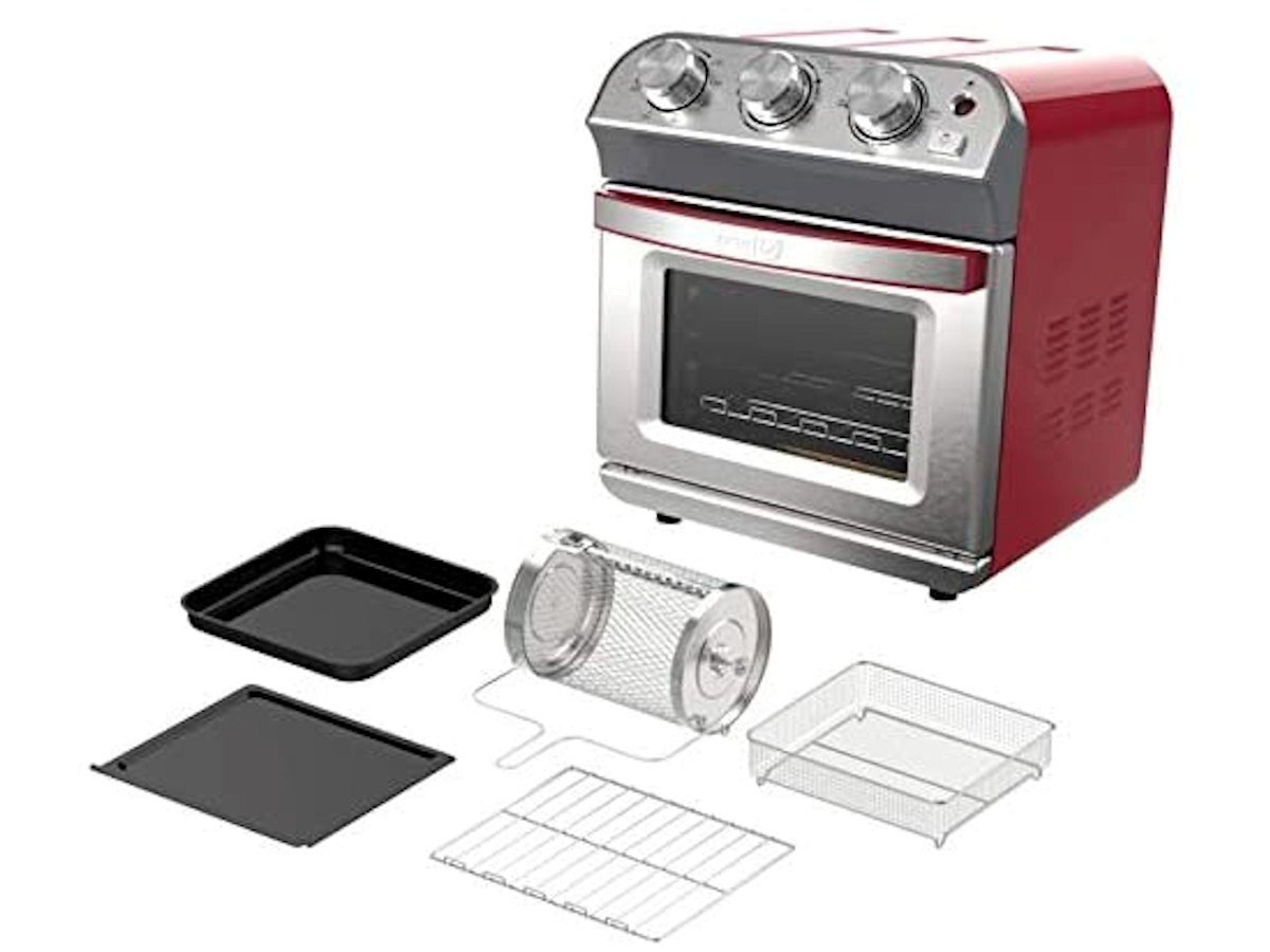 DASH 1450Watt 10Liter Air Fryer Oven Stainless steel Oven Red