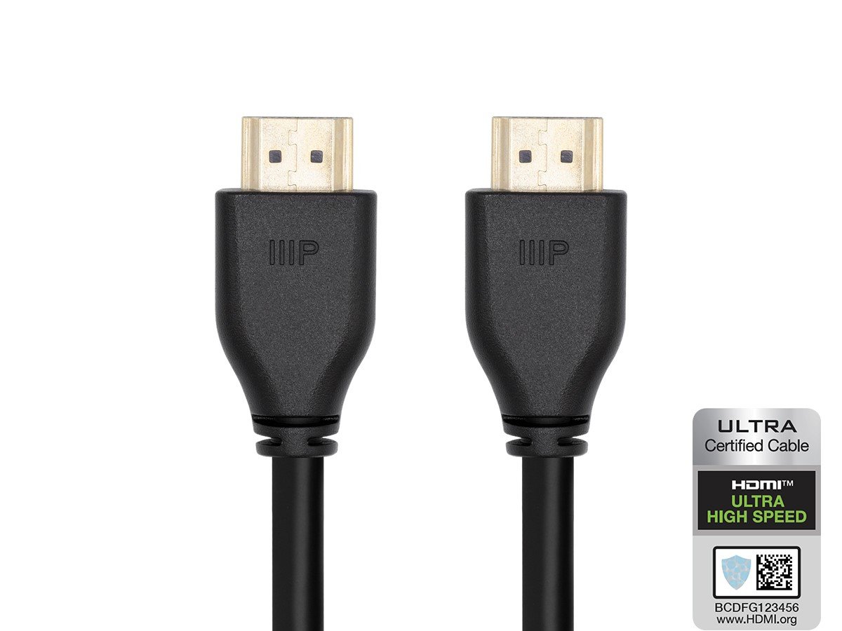Monoprice 8K Certified Ultra High Speed HDMI Cable - HDMI 2.1, 8K@60Hz, 48Gbps, CL2 In-Wall Rated, 30AWG, 3ft, Black - main image
