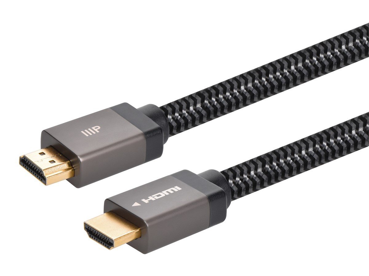 Monoprice 4K Braided High Speed HDMI Cable 30ft - CL3 In Wall Rated 18Gbps  Active Gray 