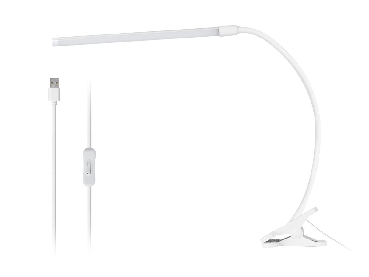 Workstream by Monoprice WFH Flex Neck LED Desk Lamp with Clamp Stand, White - main image