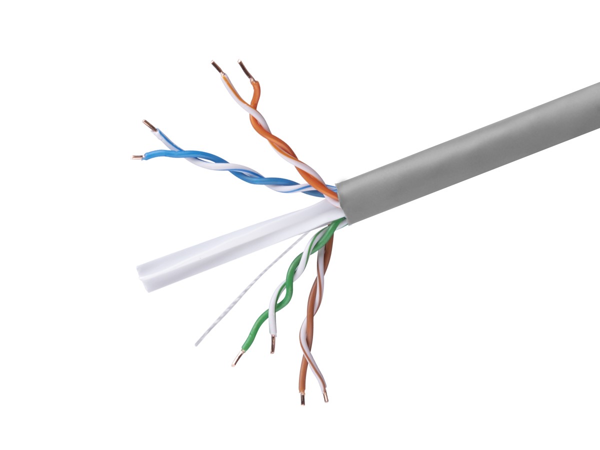 Monoprice Cat6 Ethernet Bulk Cable - Solid, 550Mhz, UTP, CMR, Riser Rated, Pure Bare Copper Wire, 23AWG, 250ft, Gray, (UL) - main image