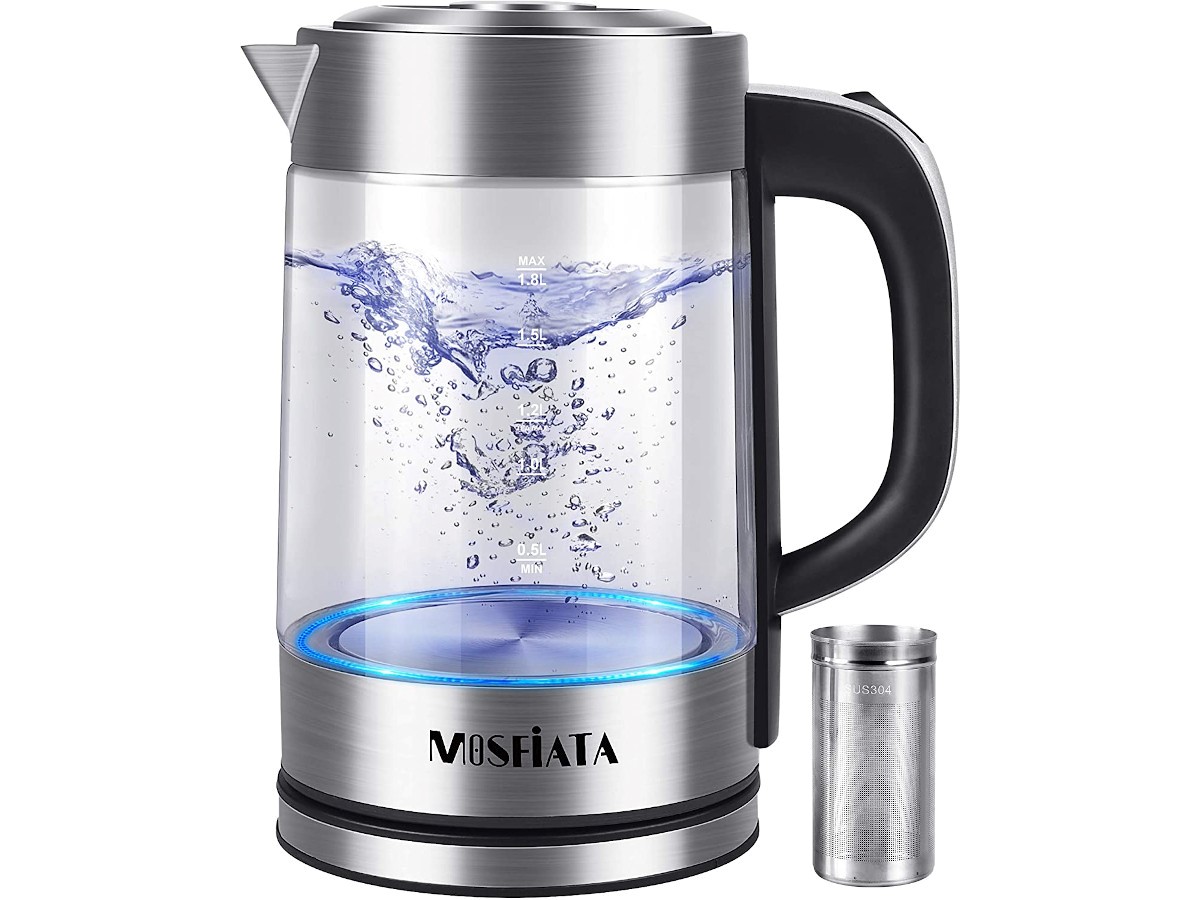 MOSFiATA Electric Kettle, 2L Large Capacity Stainless Steel Filter, 1500W Fast Boil Glass Tea Kettle with LED Light  - main image