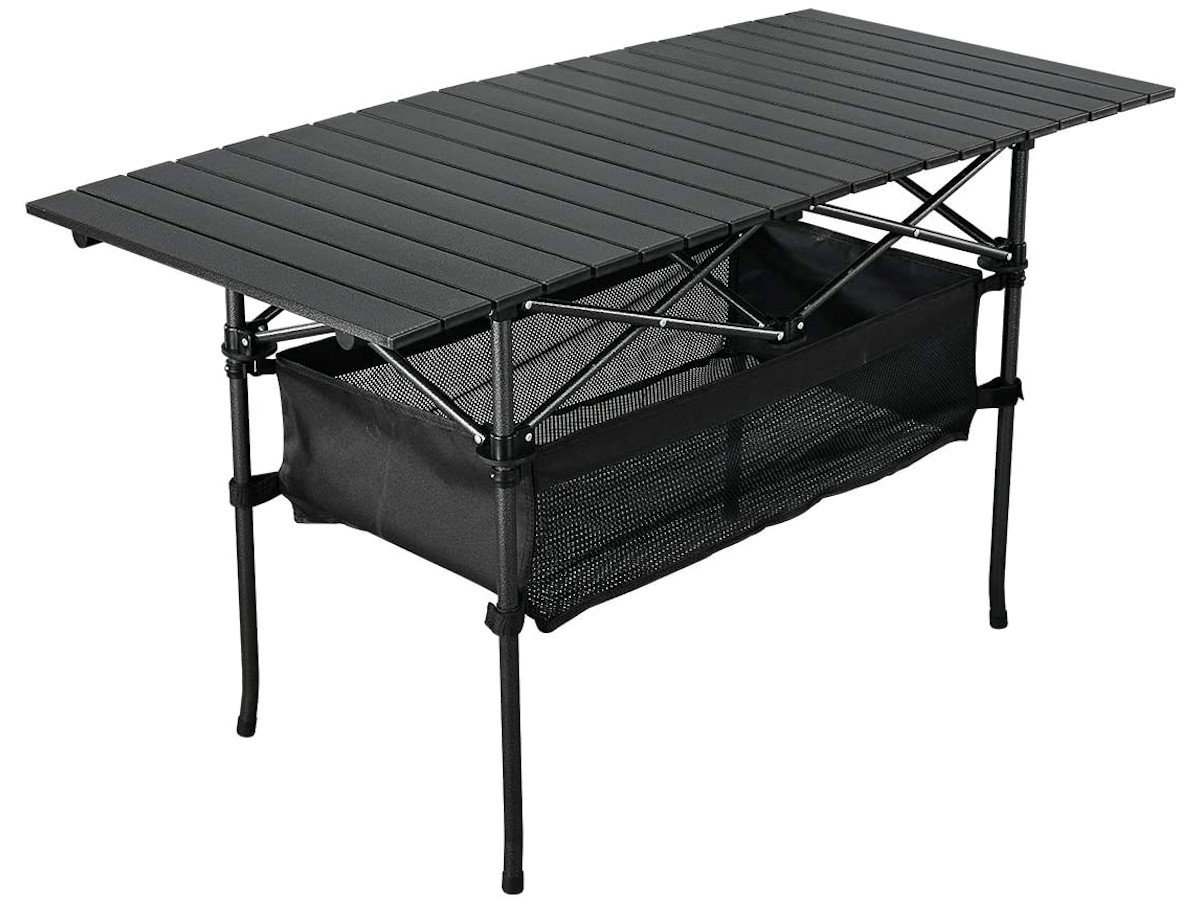Boat Portable Camp Roll Up Table Square Folding Table Aluminum Lightweight Table for Picnic Beach Compact Outdoor Kitchen Dining Cooking Backpacking Hiking Table BBQ Geertop Camping Side Table 