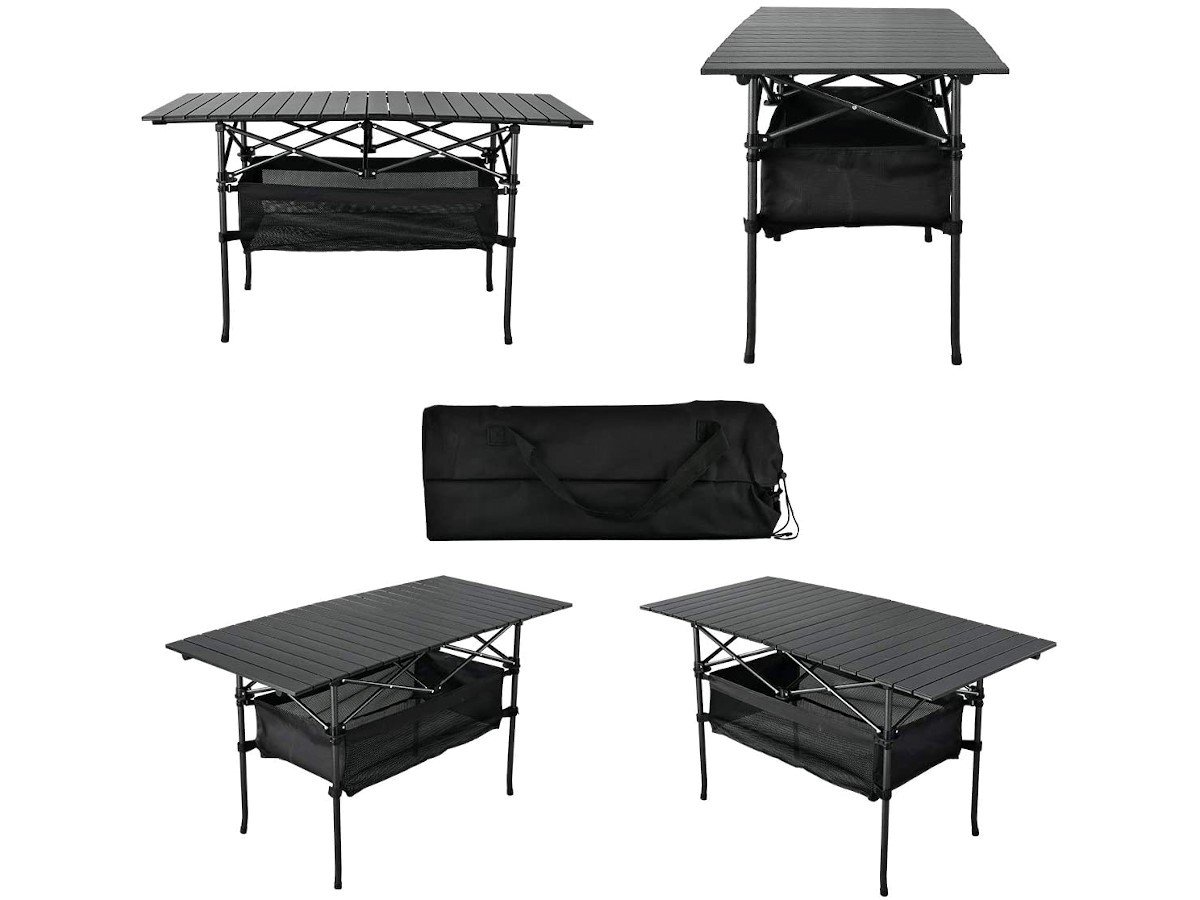 Portable Camping Table Folding Picnic Table Aluminum Roll Up Tabletop W/ Bag 