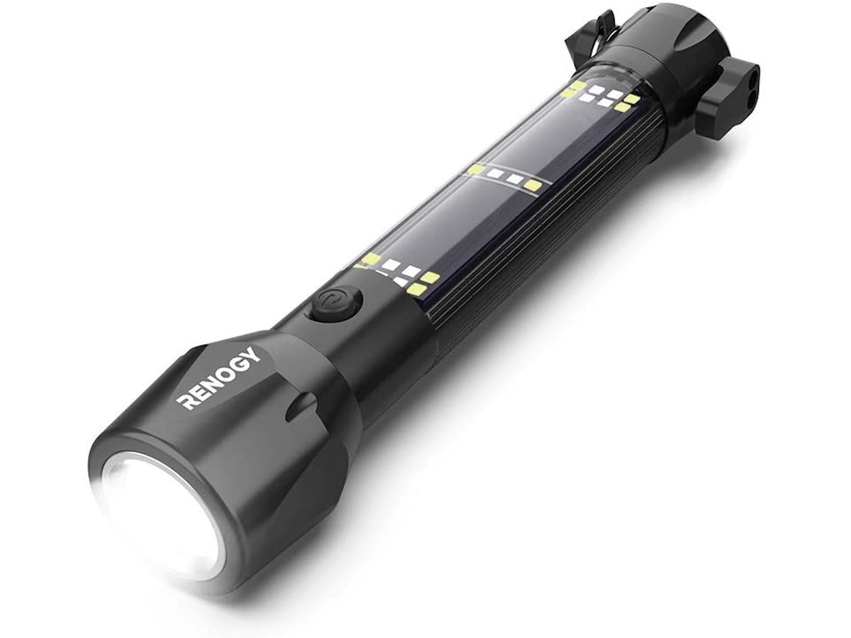 12IN1 Solar Powered LED Car Flashlight MultiFunction Solar Escape