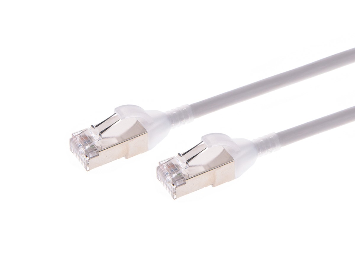 Monoprice Cat6A 1ft Gray Component Level Patch Cable, Double Shielded (S/FTP), 30AWG, 10G, CM Pure Bare Copper, Snagless RJ45, SlimRun Series Ethernet Cable - main image