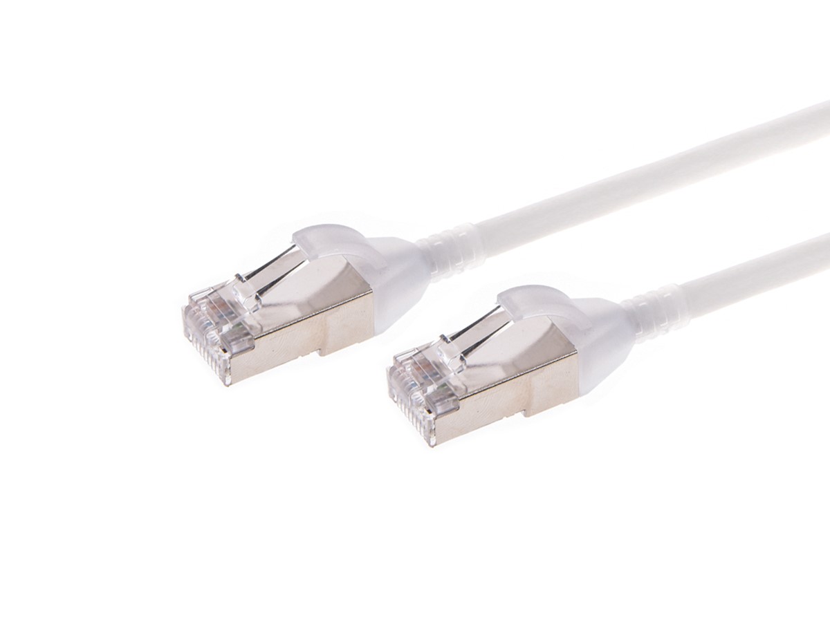 Monoprice SlimRun Cat6A Ethernet Patch Cable - Snagless, Double Shielded, Component Level, CM, 30AWG, 2ft, White - main image