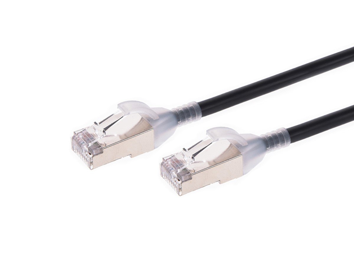 Monoprice Cat6A Component Level Ethernet Cable - Pure Bare Copper, Double Shielded (S/FTP) 30AWG, 10G, CM, Snagless RJ45, 3ft,- SlimRun Series
