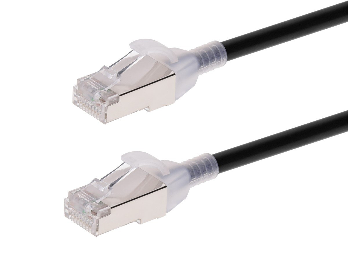 Monoprice Cat6A Component Level Ethernet Cable - Pure Bare Copper, Double Shielded (S/FTP) 30AWG, 10G, CM, Snagless RJ45, 5ft,- SlimRun Series