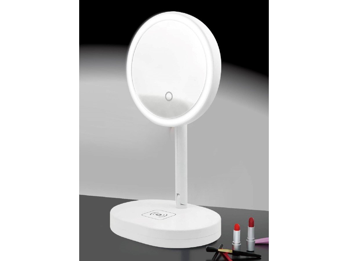 Multi-Function LED Makeup Mirror Lamp with Fast Wireless Charger, Vanity Mirror, Desk Lamp Makeup Light Mirror with Touch Control - main image
