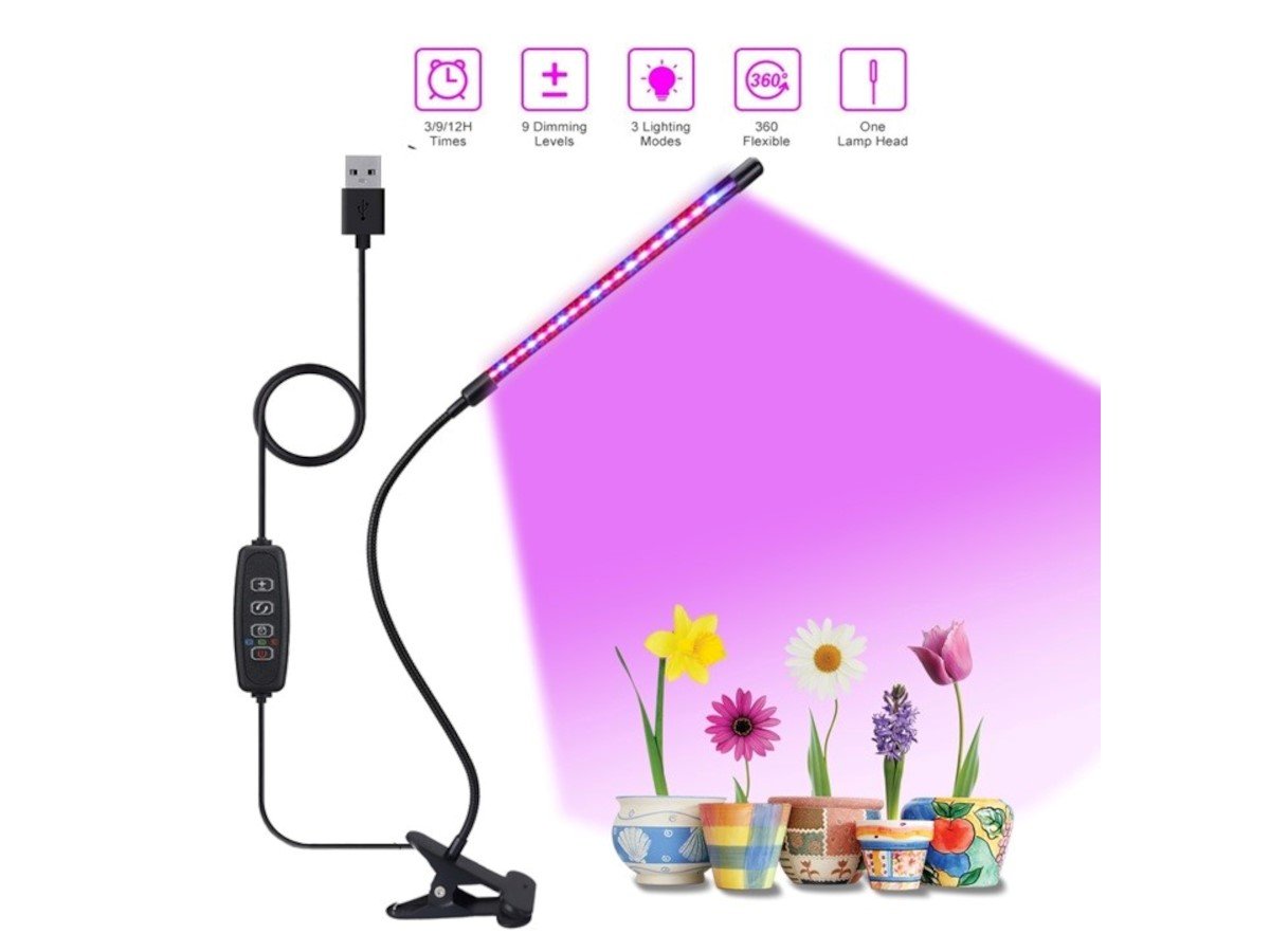 360° LED Grow Light Plant Growing Lamp Lights 3 Timer Modes & Clip For Indoor 