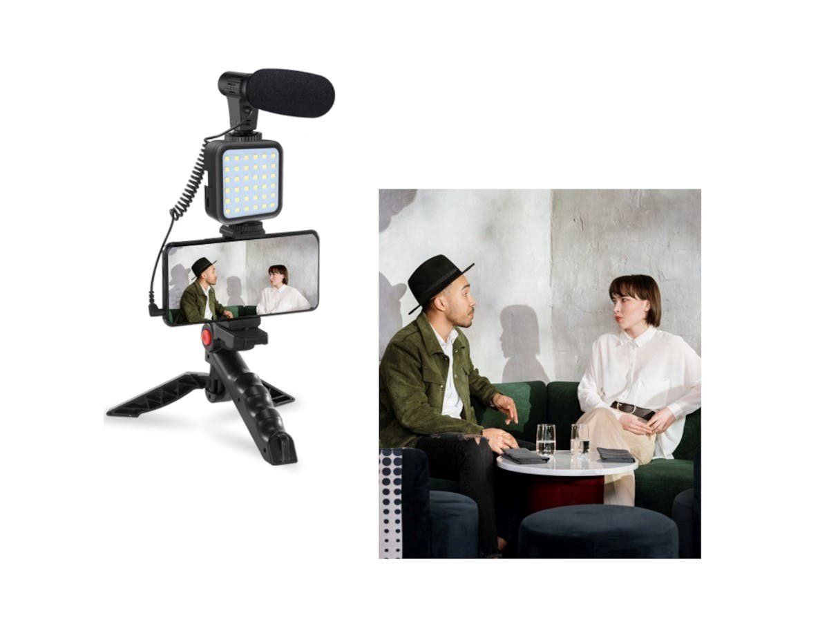 Vlogging Kit Video Recording Equipment with Tripod Fill Light Shutter for Camera Phone Live Recording Smartphone Gopro - main image