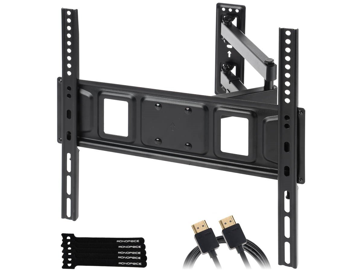 Monoprice EZ Series Full-Motion Articulating TV Wall Mount Bracket for TVs 32in to 55in, Max Weight 77 lbs, Extension Range of 2.8in to 17in, VESA Patterns Up to 400x400, Fits Curved Screens - main image