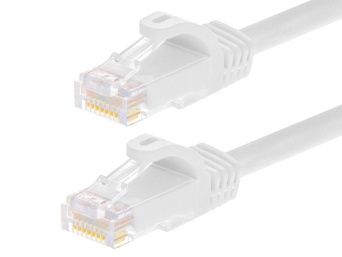 Monoprice Flexboot Cat6 Ethernet Patch Cable - Snagless RJ45, 550MHz, UTP, Pure Bare Copper Wire, 24AWG, 0.5ft, White, 12-Pack - main image