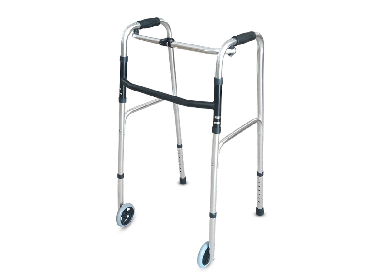 Folding Walker with Wheels Front Wheeled Walkers, 5 inch Wheels, Adjustable Height  - main image