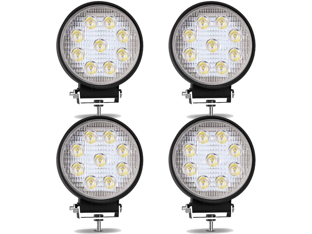 4Pack 4inch 27W Flood Round Pods Led Work Light Driving Fog Light Offroad Light for Tractor Off-Road SUV Boat Truck  - main image