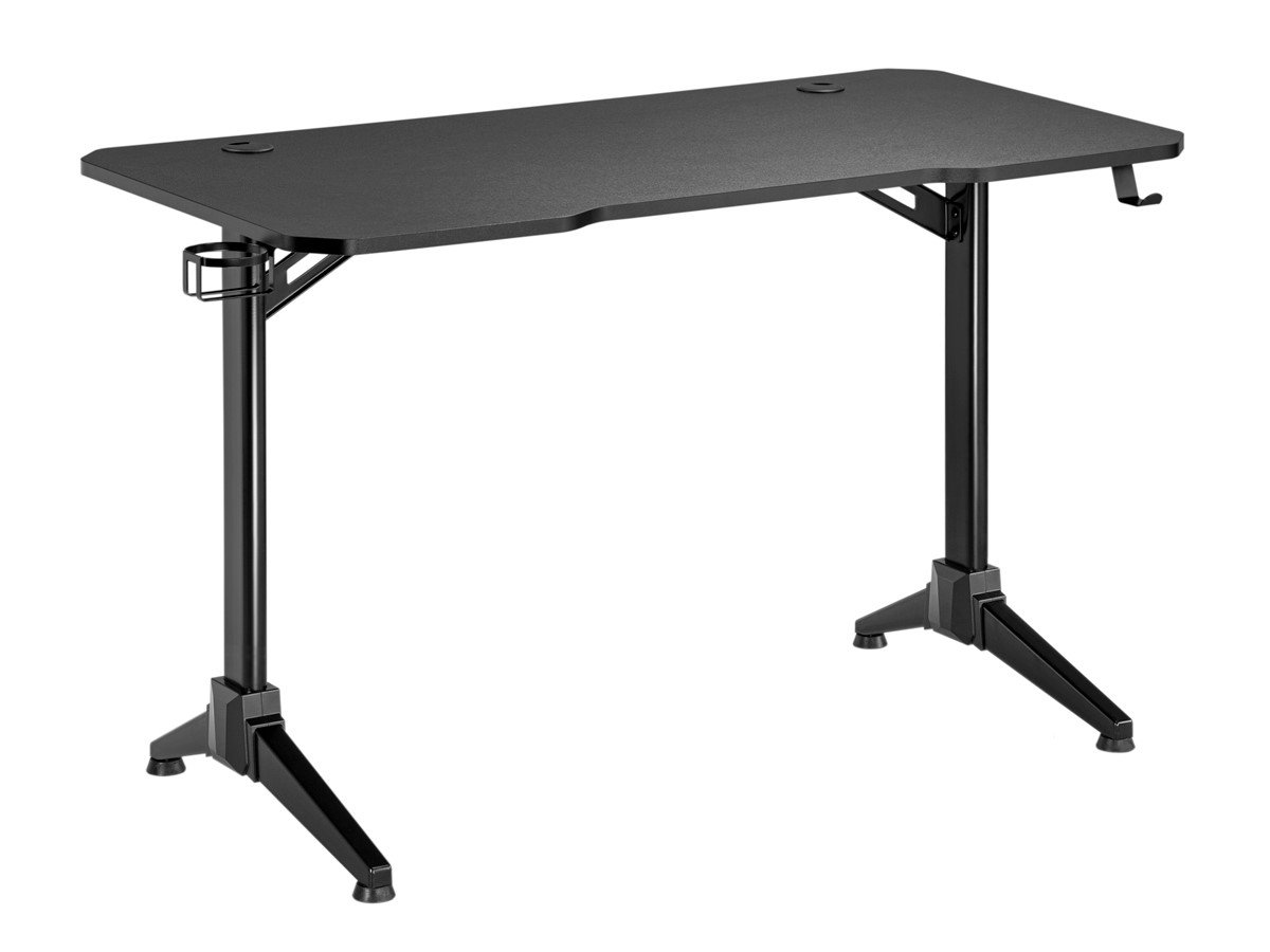 Monoprice Home Office Fixed Steel Frame Computer Desk with Solid-Core  4-foot Desktop and Accessory Attachments, Black 