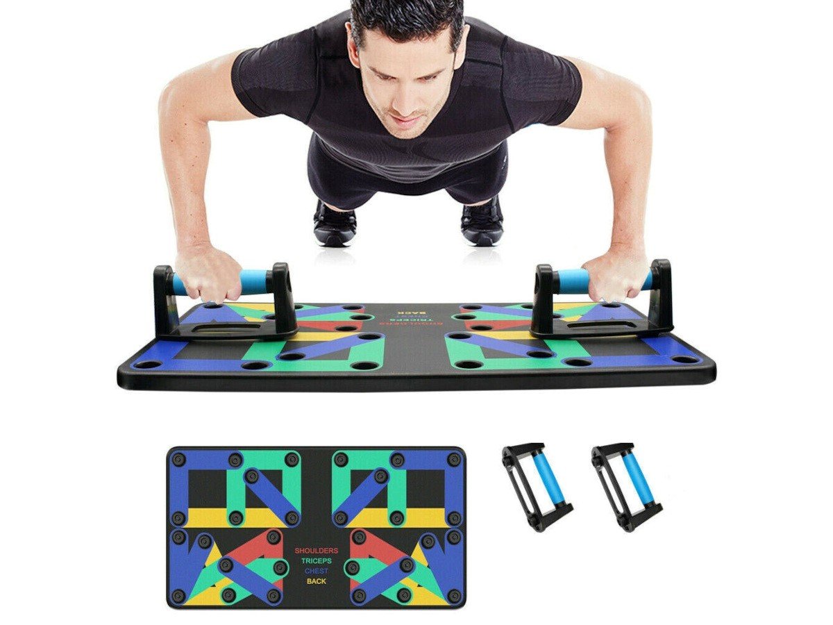 Multi-function Push Up Board, Color Coded Combo Positions for Exercise, Push Up Bar, Handles, Resistance Bands, Portable Home Gym Fitness Accessories, Strength Training Equipment, Home Workout - main image
