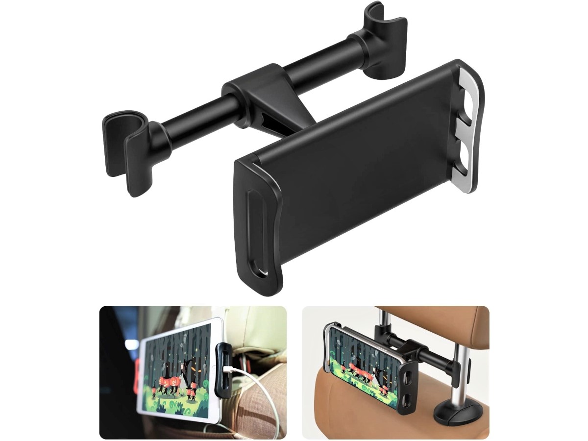 Car Headrest Mount Holder, Auto Backseat Tablets Stand Cradle, Compatible with iPad Mini, Cell Phone, Galaxy Tab, Kindle Fire HD, Other 4.7 -10.5&#34; Device, For Kids - main image