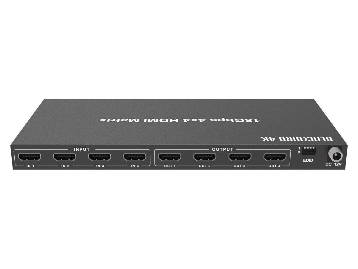 Monoprice Blackbird 4K 4x4 HDMI Matrix, 18G, YCbCr 4:4:4, EDID, 4K to Downscaler, IR - Monoprice.com