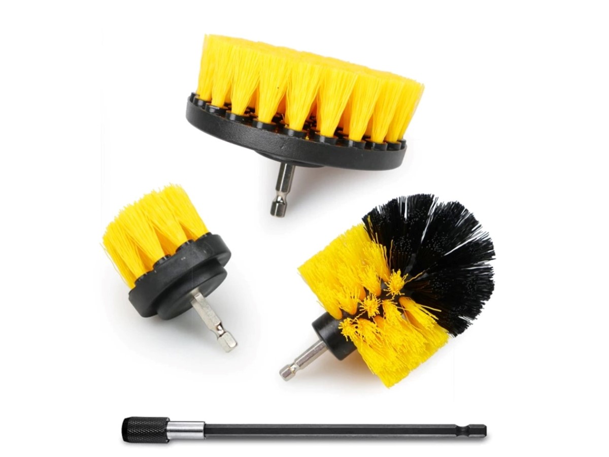 4 Piece Drill Brush Cleaning Attachments Set, All Purpose Clean Power Scrubber Brush, with Extend Long Attachment for Grout, Tiles, Sinks, Bathtub, Bathroom, Kitchen, Tub, Car  - main image