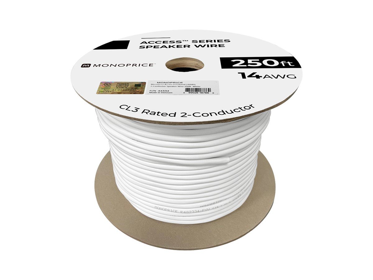 Monoprice Speaker Wire, Cl3 Rated, 2-conductor, 18awg, 250ft