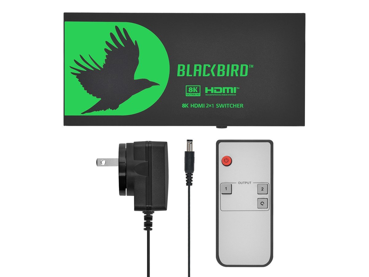 Monoprice Blackbird 8K Dual Function Splitter/Switch (1x2 Splitter or 2x1  Switch), 8K@60, 4K@120, 40Gbps, HDR, HDMI 2.1, HDCP 2.3, EDID 